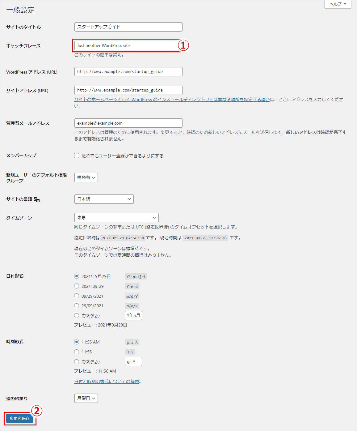 WordPressの初期設定：一般設定の入力項目