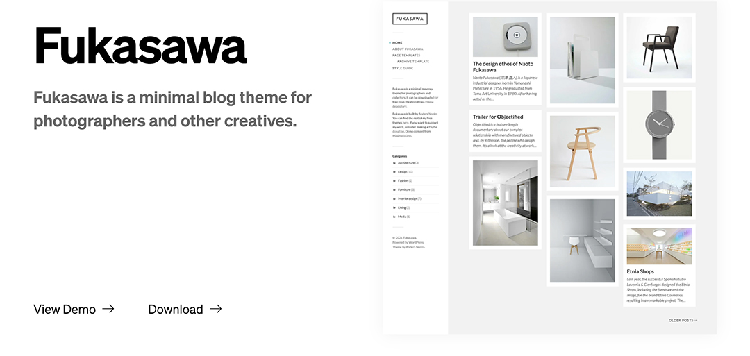 無料のWordPressおすすめテーマ⑥：Fukasawa