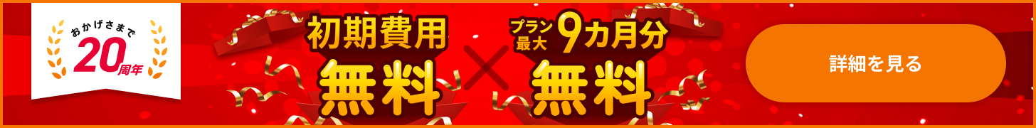 初期費用無料＆プラン最大9カ月分無料キャンペーン