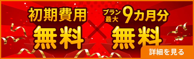 初期費用無料＆プラン最大9カ月分無料キャンペーン